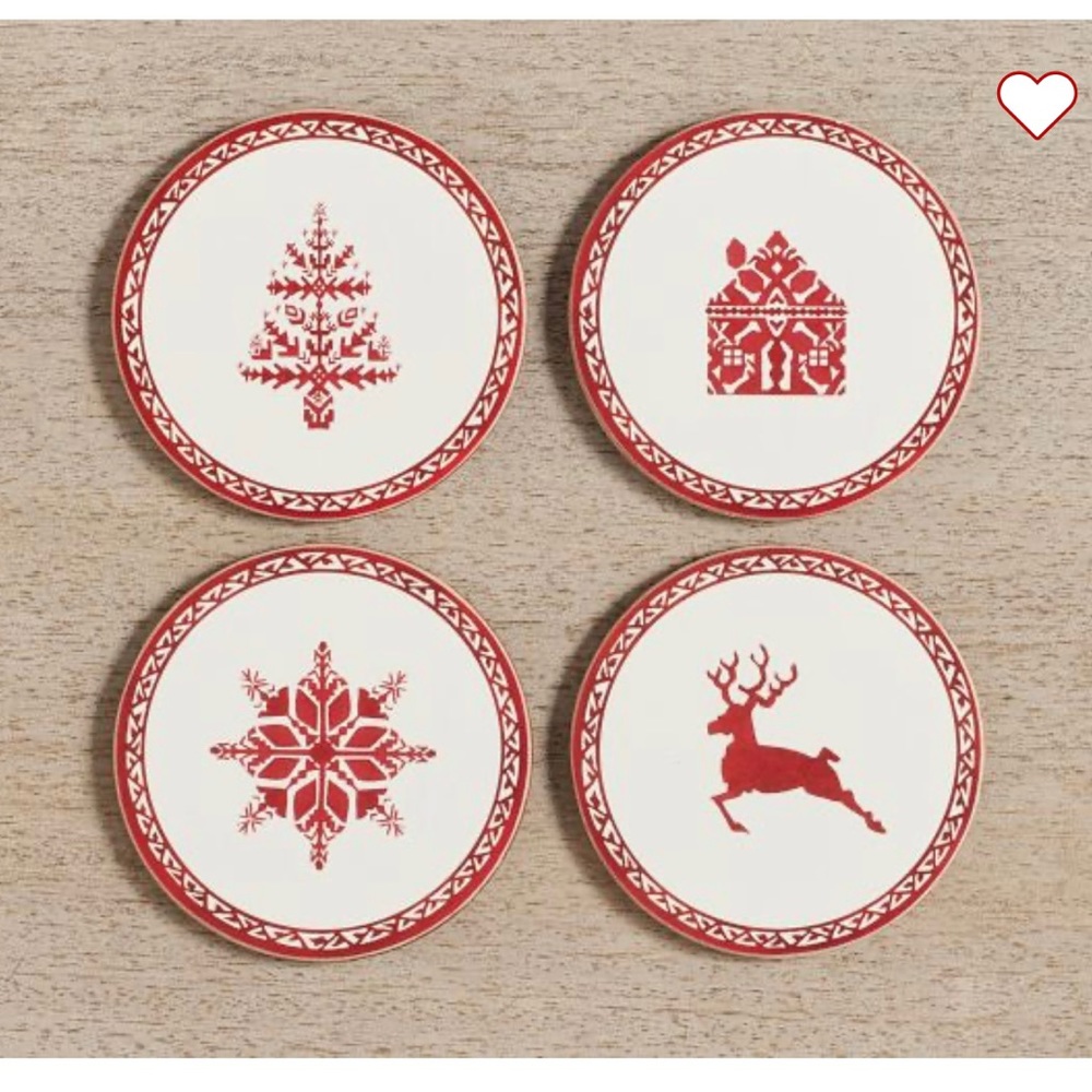 Pottery Barn Tahoe Fair lsle Cork Coasters